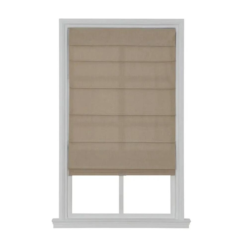 34 X 64 Home Basics Cordless Light Filtering Fabric Classic Roman Shade Linen